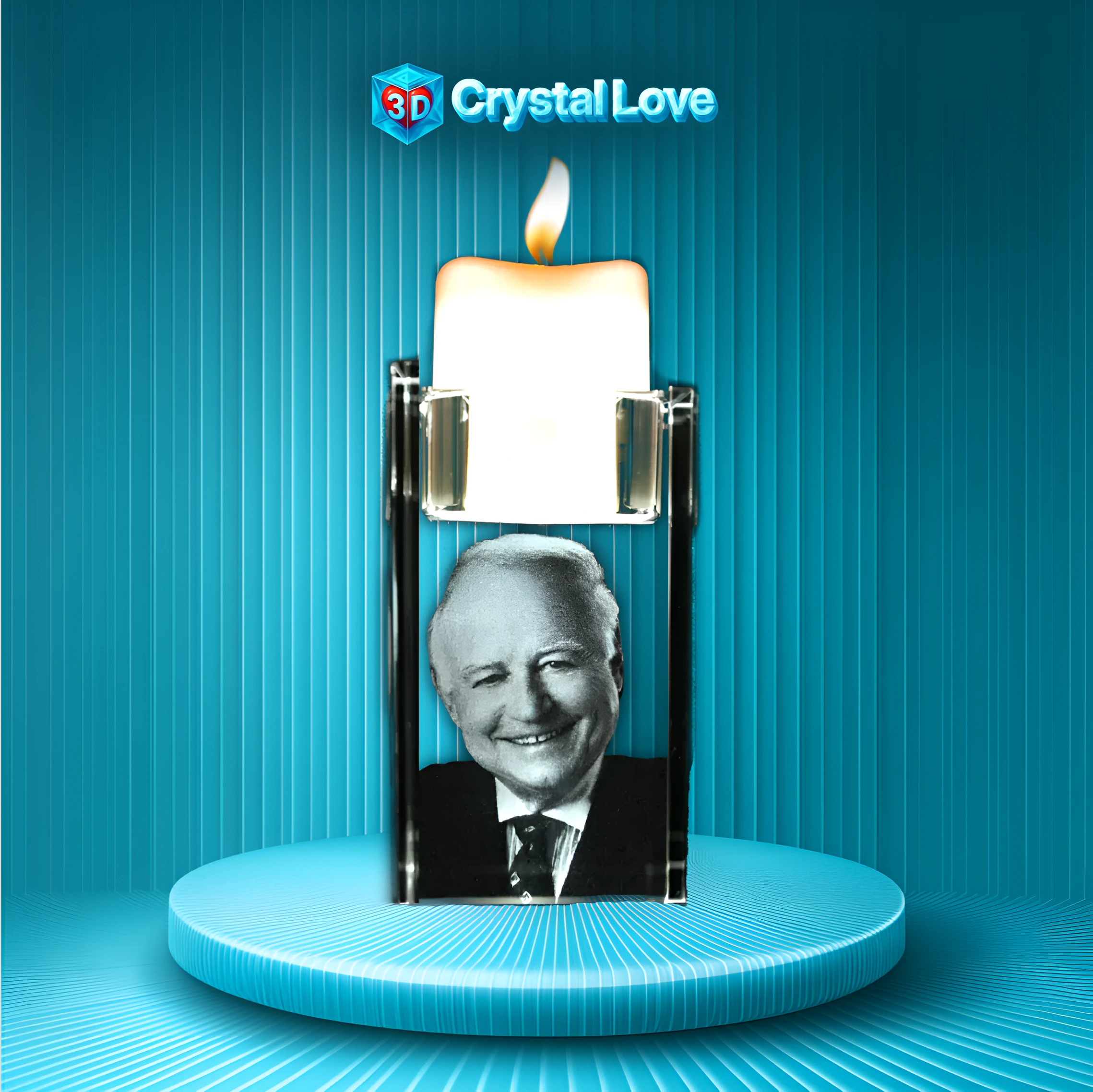 Candle Memorial 3D Photo Crystal